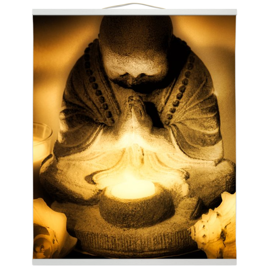 Golden Hour Praying Monk Hanging Canvas Prints