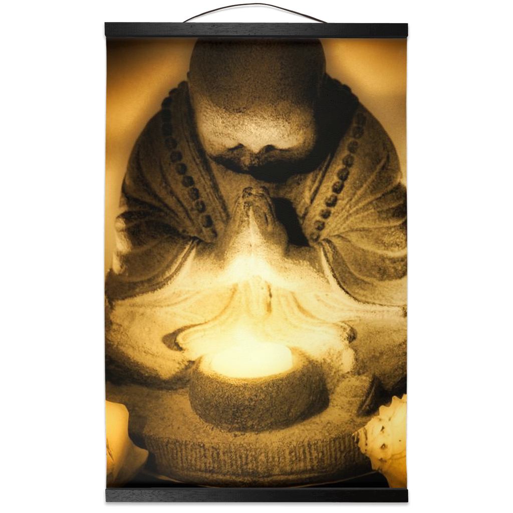 Golden Hour Praying Monk Hanging Canvas Prints