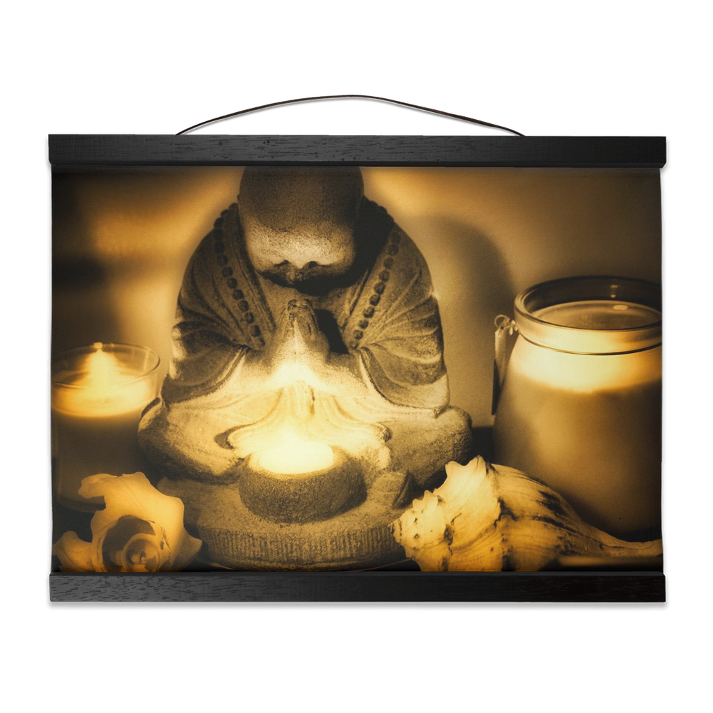 Golden Hour Praying Monk Hanging Canvas Prints