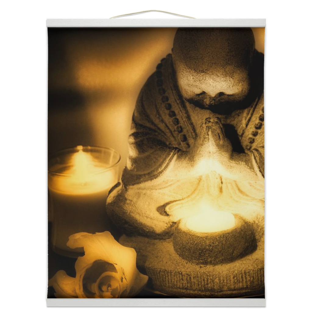 Golden Hour Praying Monk Hanging Canvas Prints