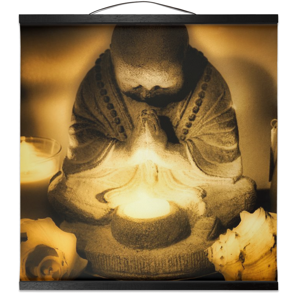 Golden Hour Praying Monk Hanging Canvas Prints