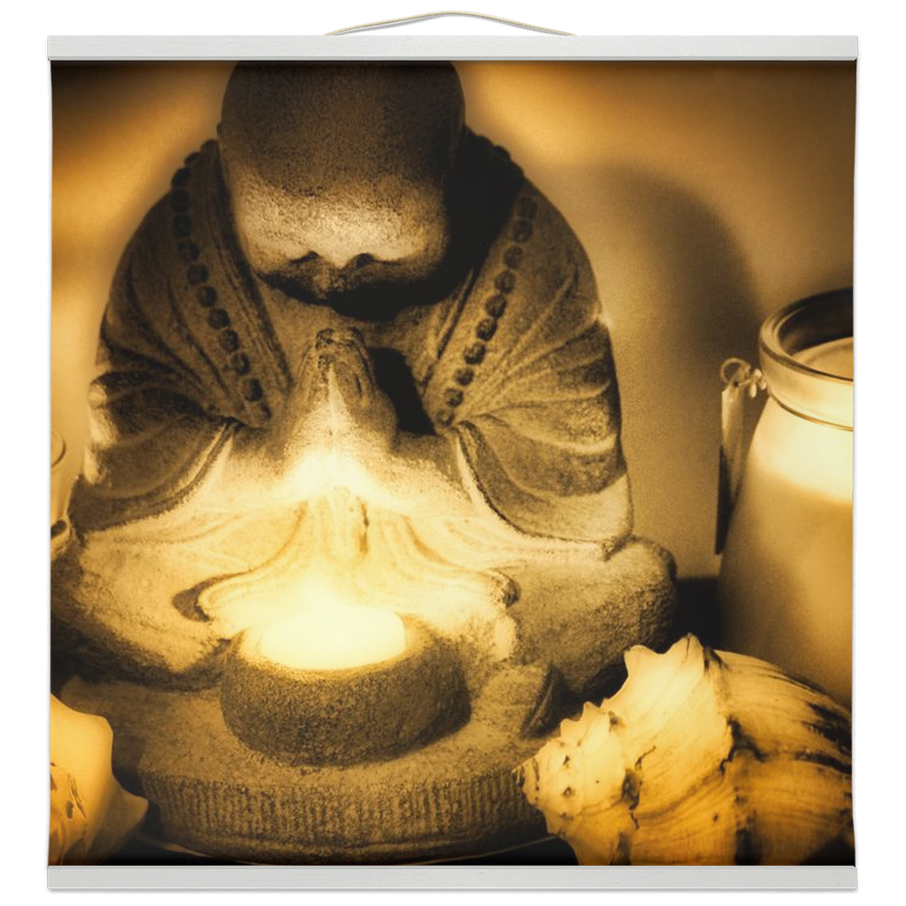 Golden Hour Praying Monk Hanging Canvas Prints