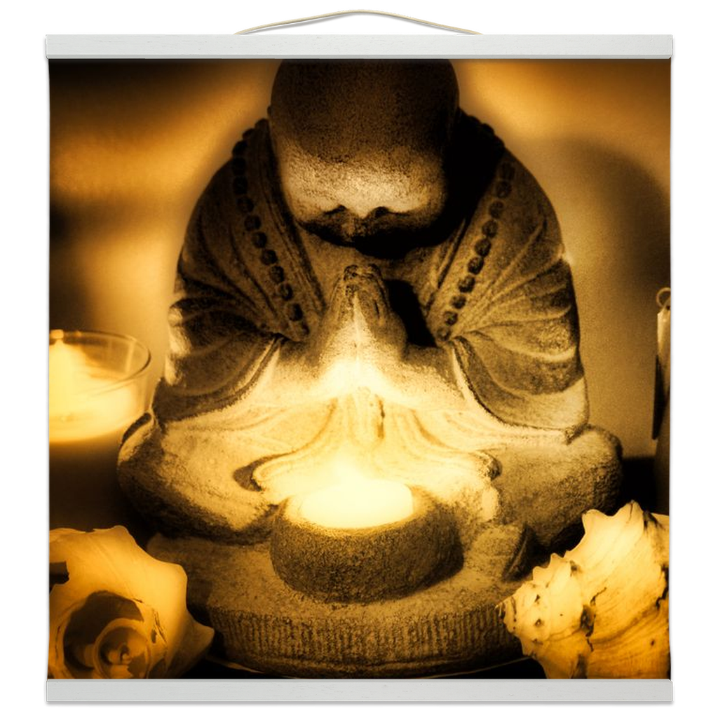 Golden Hour Praying Monk Hanging Canvas Prints