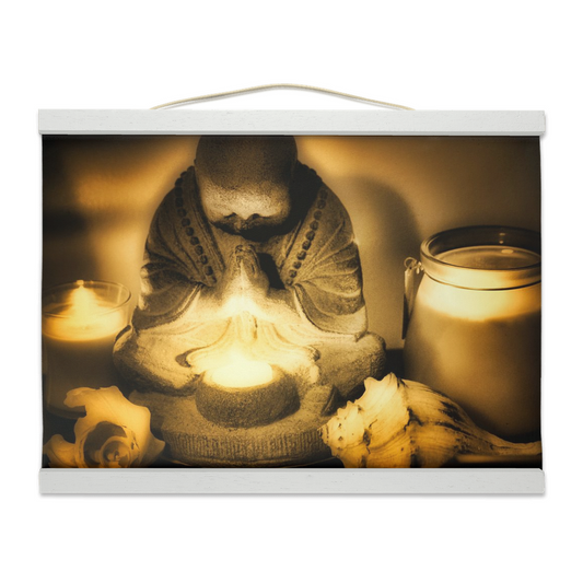 Golden Hour Praying Monk Hanging Canvas Prints