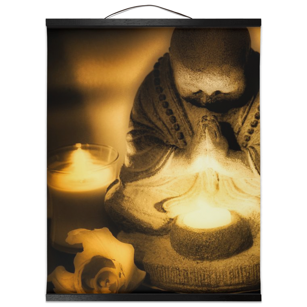 Golden Hour Praying Monk Hanging Canvas Prints