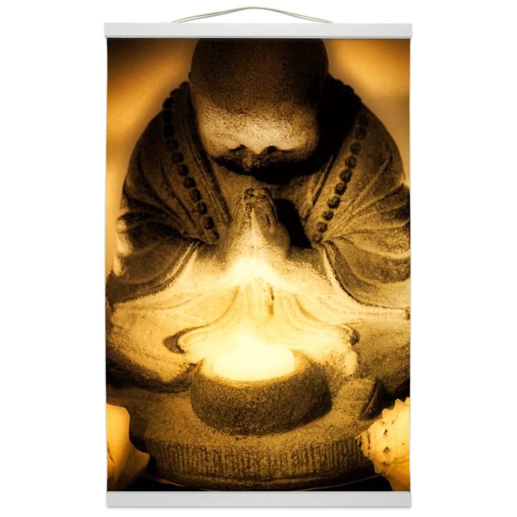 Golden Hour Praying Monk Hanging Canvas Prints