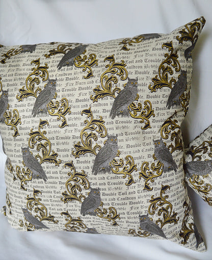 Cojín decorativo de Shakespeare y Macbeth, decoración de búhos, decoración de Halloween, decoración del hogar