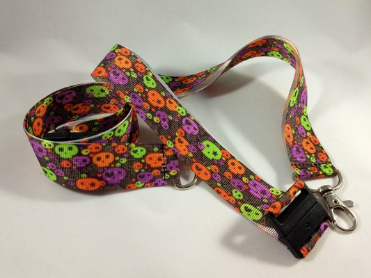 LAST ONE! Day of the Dead Neon Skull Lanyard