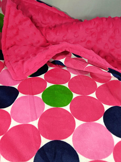 Pink Minky Polka Dot Baby Blanket