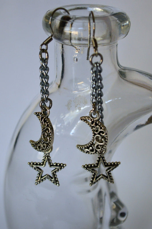 Moon and Star Earrings