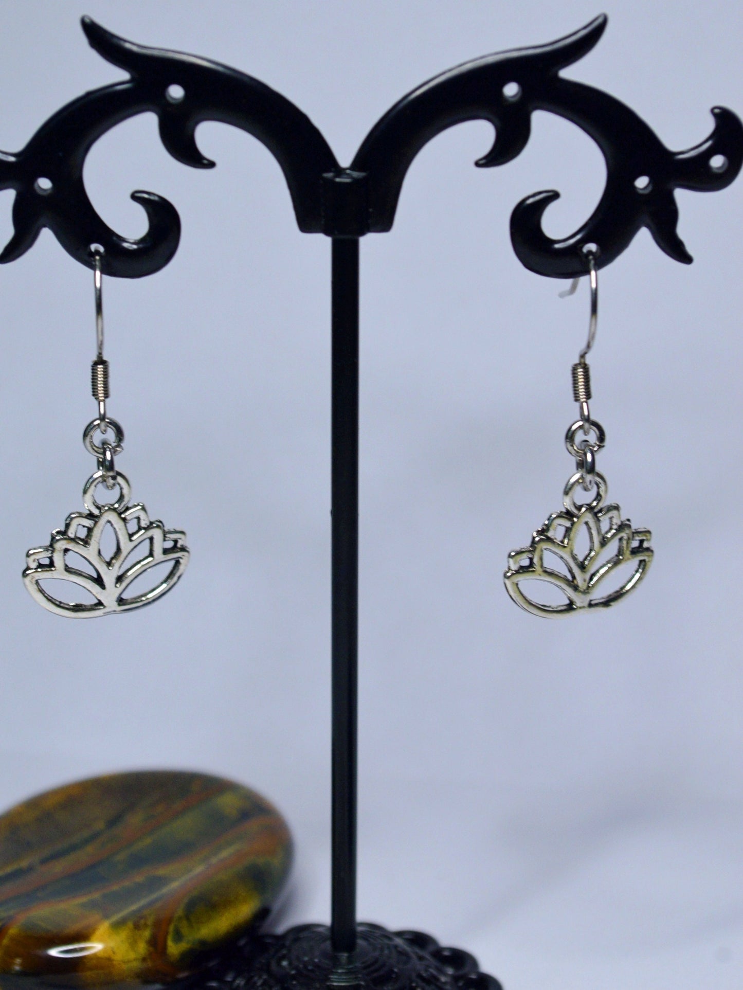 Lotus Flower Dangle Earrings